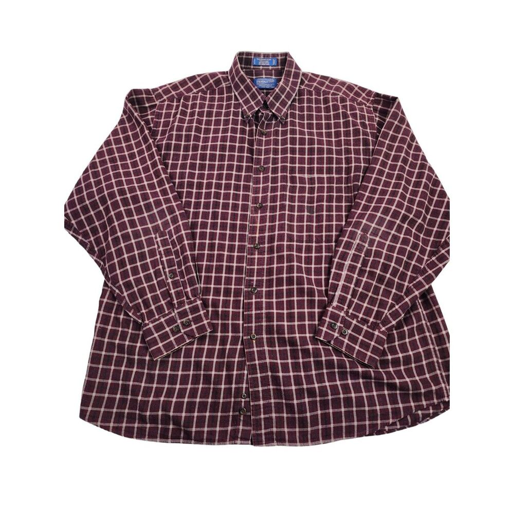 Pendleton‎ Canterbury Cloth Mens XL Cotton Wool Blend Button Front Shirt